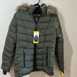 Nautica Ladies' Puffer Water Resistant with Faux Fur Hood